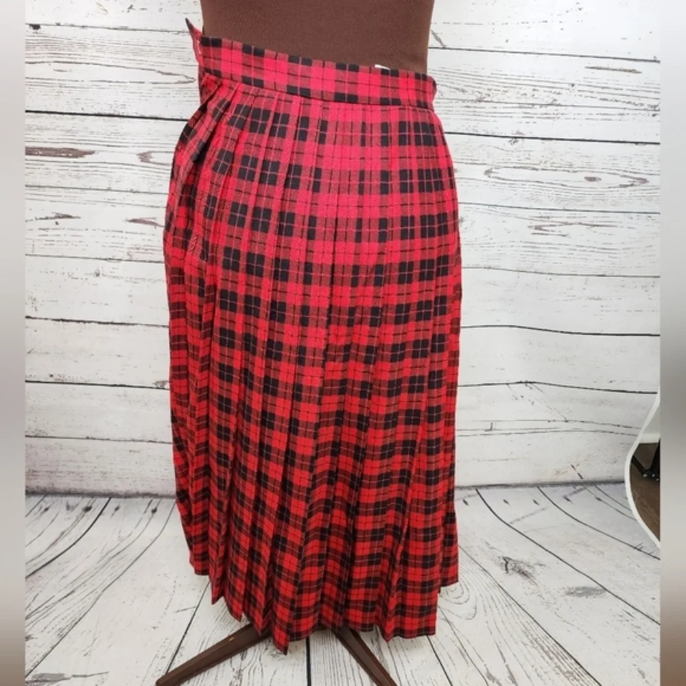 Vintage Evan Picone Red‎ Black Plaid Skirt 70/80s